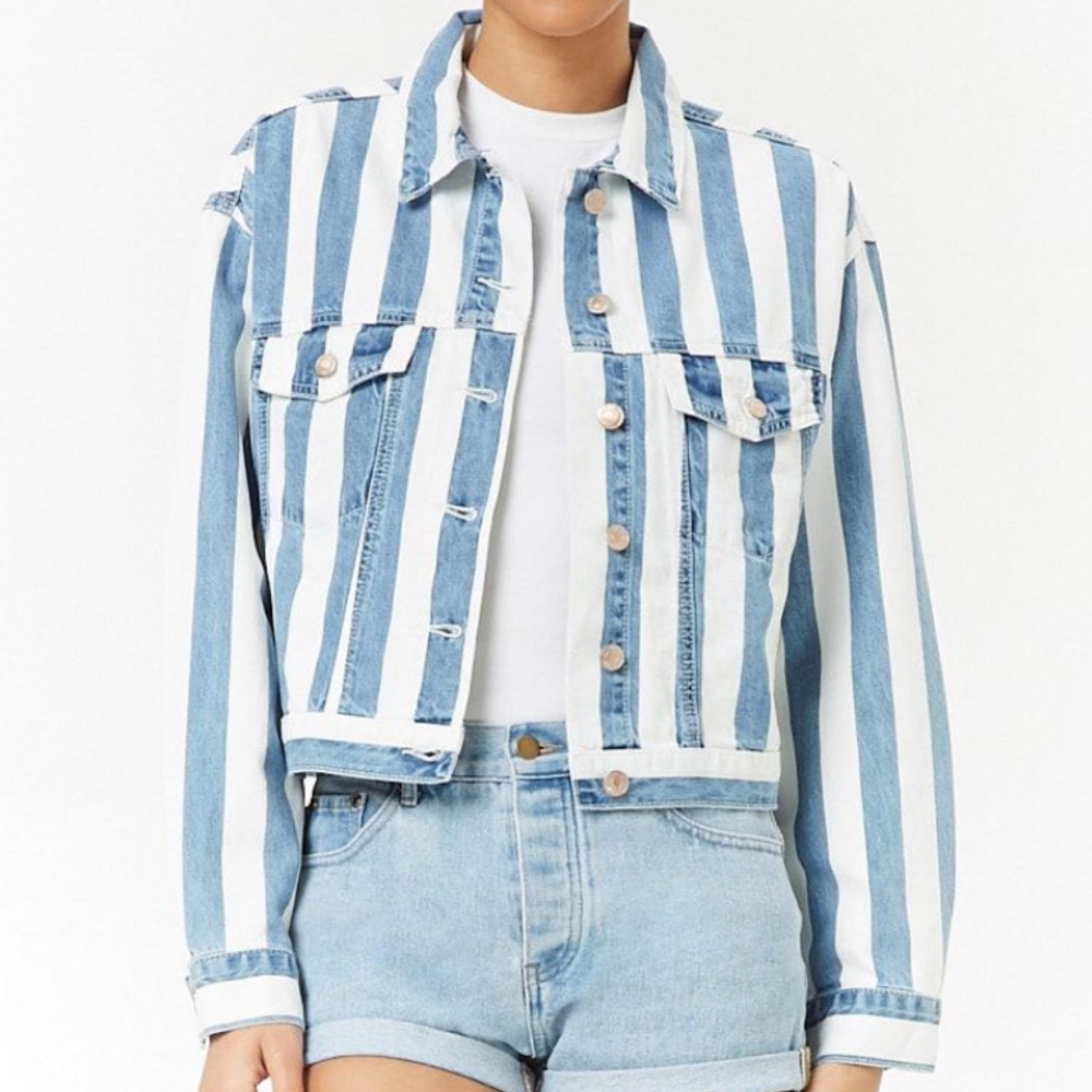 Striped jean jacket